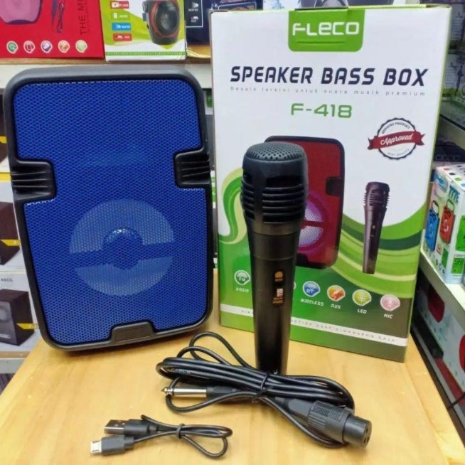 Speaker Fleco F-418 Bluetooth Free Microphone MP3 FM USB