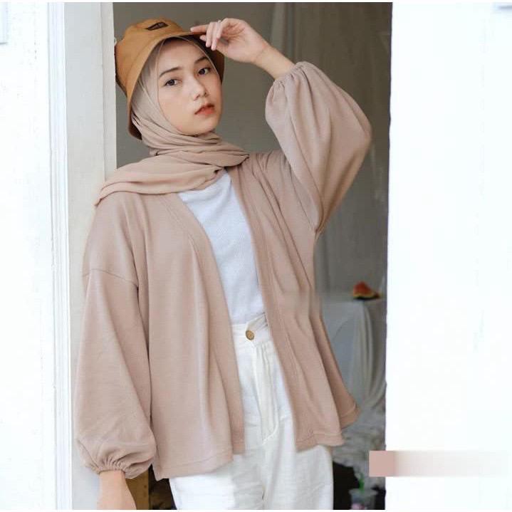 Laura balon Cardigan pusatgrosir_solo/ outer cardy MOSSCREPE termurah kekinian hits