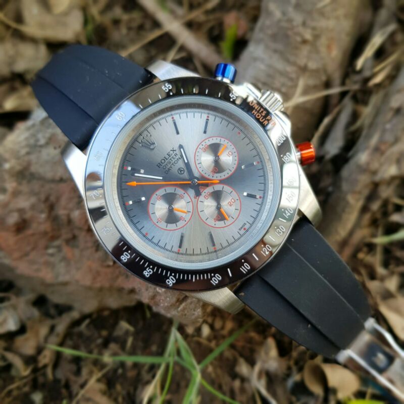 Jam Tangan Pria Rolex Cosmograph Daytona Premium AAA+ Automatic Miyota Japan Rubber Strap 42mm Inclu