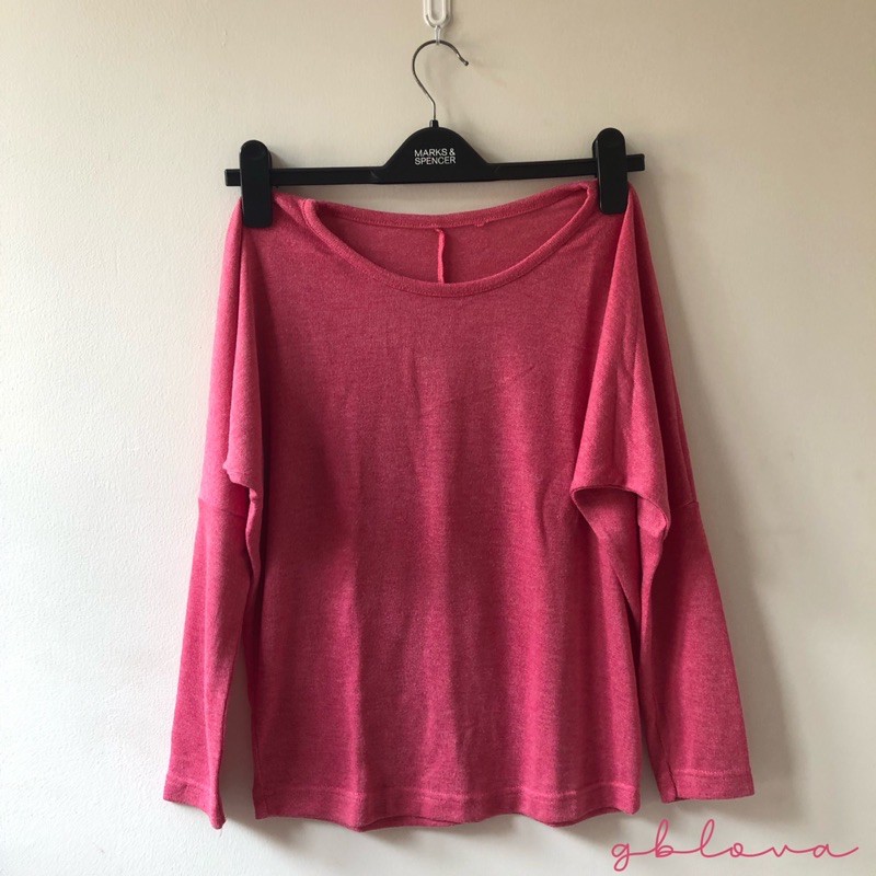 Preloved - Kaos Batwing Shocking Pink