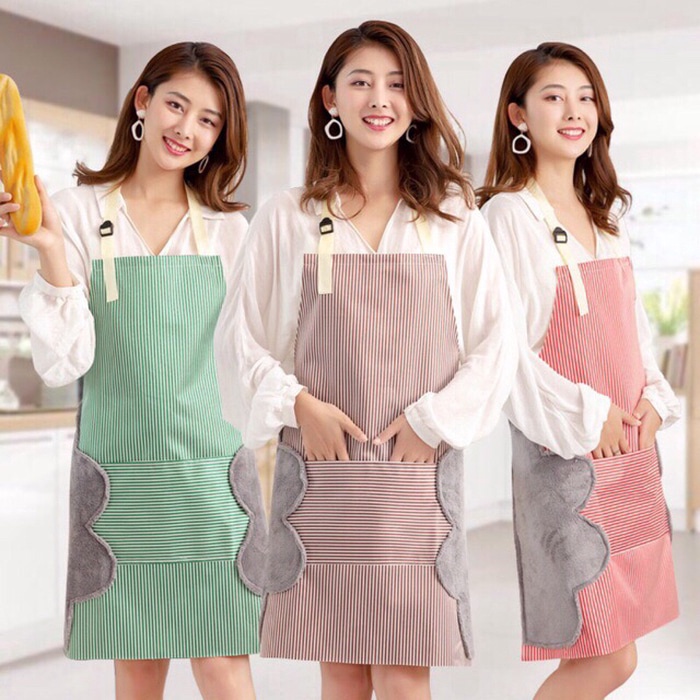 Celemek  Dapur Anti Air   Minyak bisa  Lap Tangan Bahan PREMIUM   / Celemek Anti Minyak Air  / Apron Masak Anti Minyak /Celemek Salur / Celemek Masak Lap  Celemek Masak Dapur Oxford Cloth Apron Masak Tahan Air &amp; Minyak BAHAN TEBAL - Motif Garis