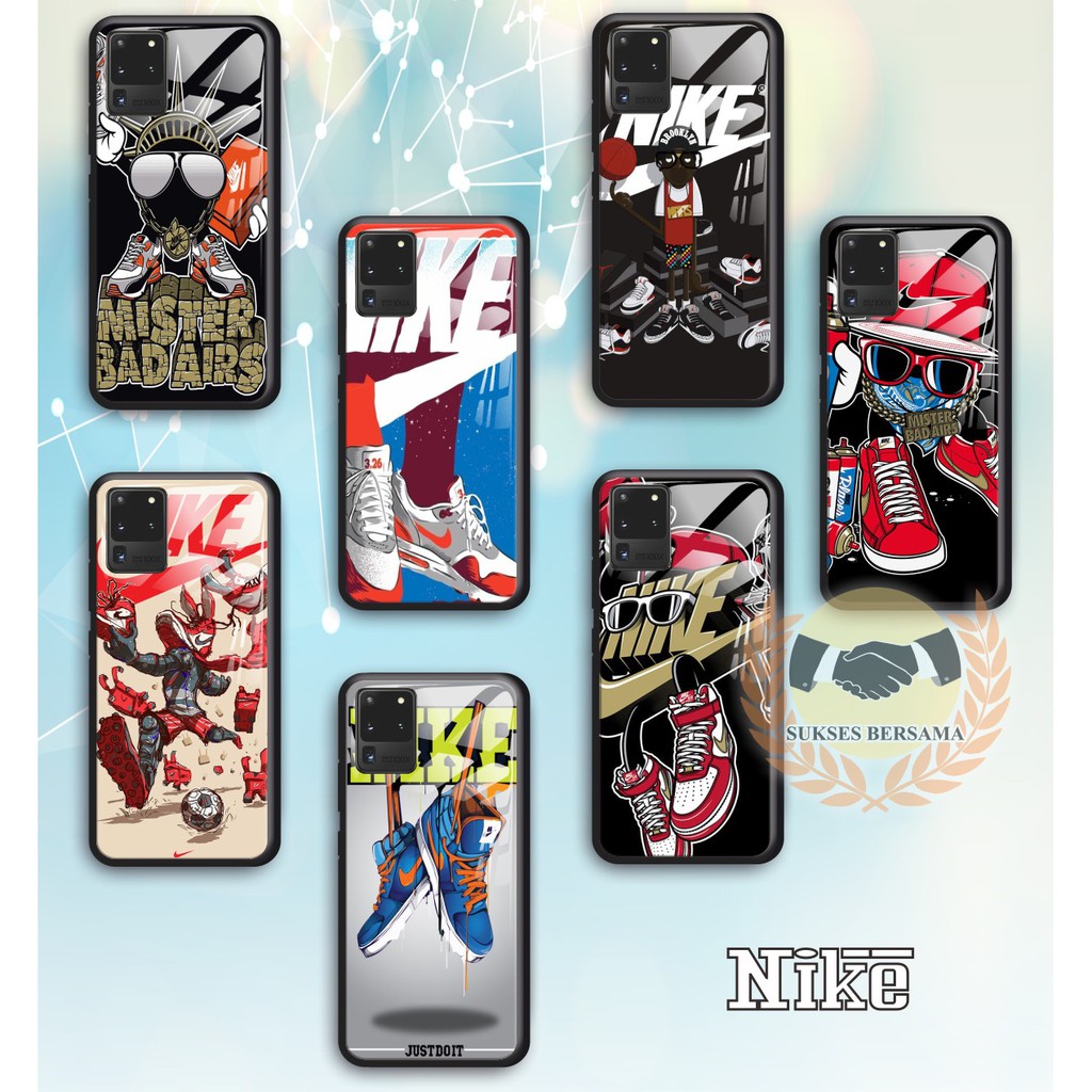 Back case glass NIKE Samsung J2prime G530prime A10 A20 A30 A20s A50 A50s A21s A01 A11 M11 A31 BSB954