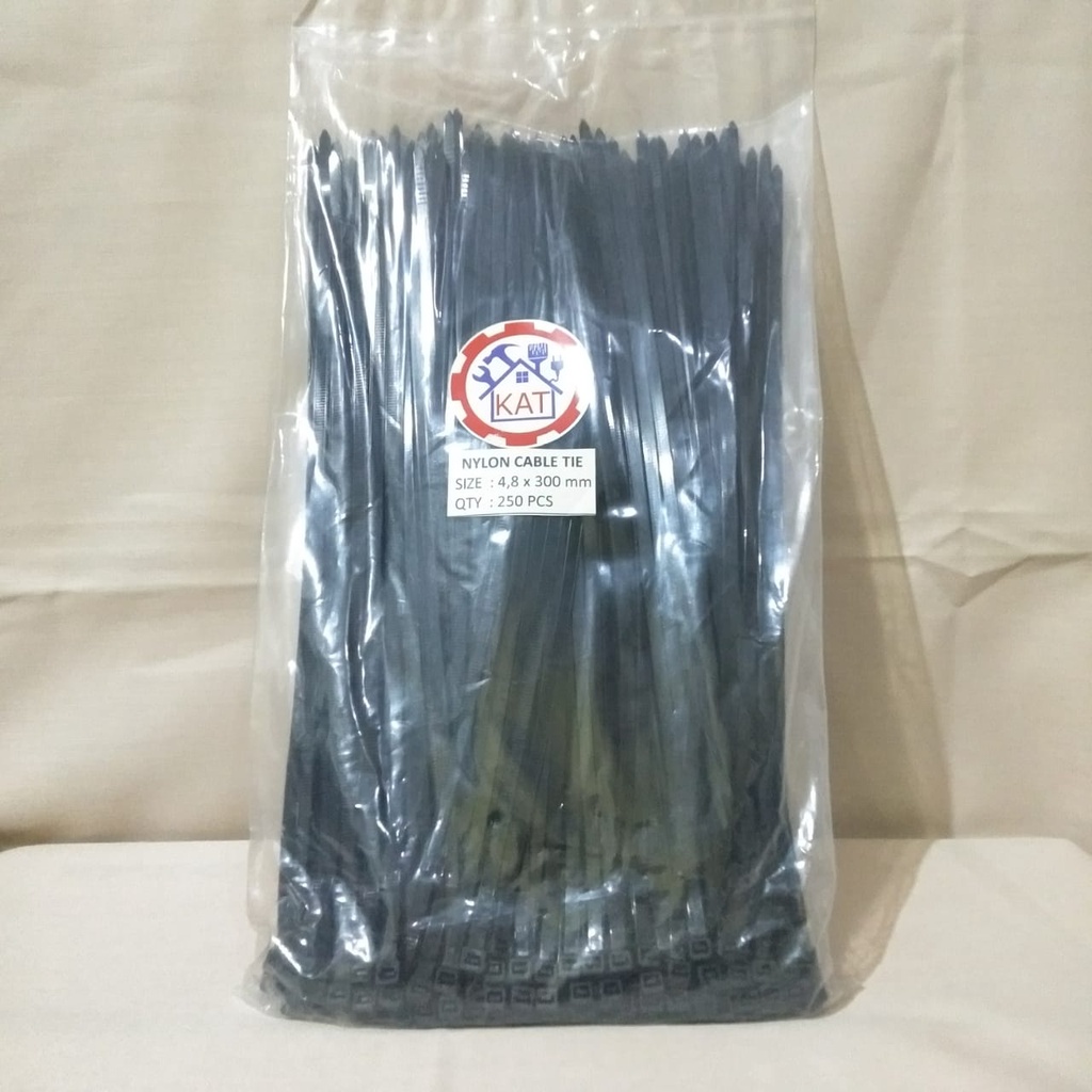 Kabel ties 30 cm/ 4,8 x 300 mm / cable tie tis pengikat 250 HITAM PUTIH