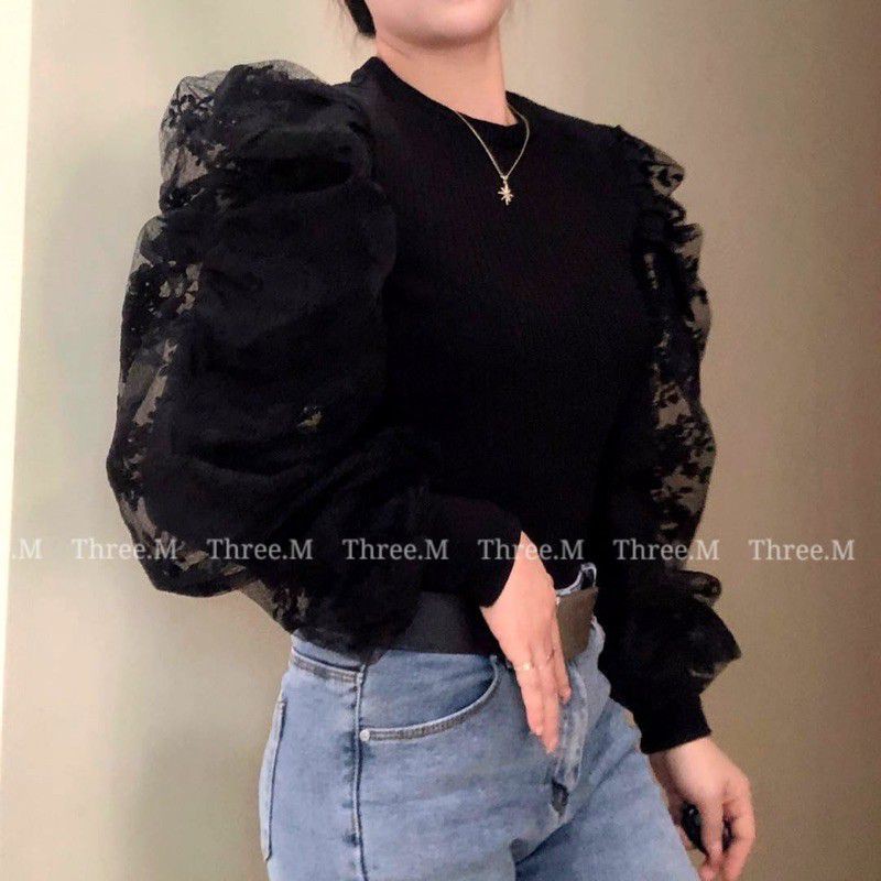 atasan Three M   balon bhn brukat import mix rajut import