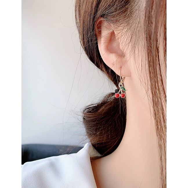 LRC Anting Tusuk Fashion Earrings Cherry Drop Oil Alloy Earring K42156