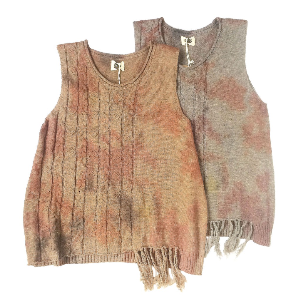 BLUS VEST ROMPI OUTER RAJUT ABSTRAK KREM COKLAT ABU RUMBAI KOREA IMPORT