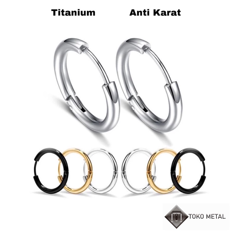 Anting Hoop 100% Titanium Pria Dan Wanita 10mm, 12mm &amp; 14mm[ Toko Metal ]