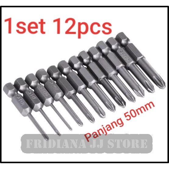 Promo Mata Bor Obeng Plus Magnet Magnetic 50Mm 12Pcs Ph1 Ph2 Anti Slip