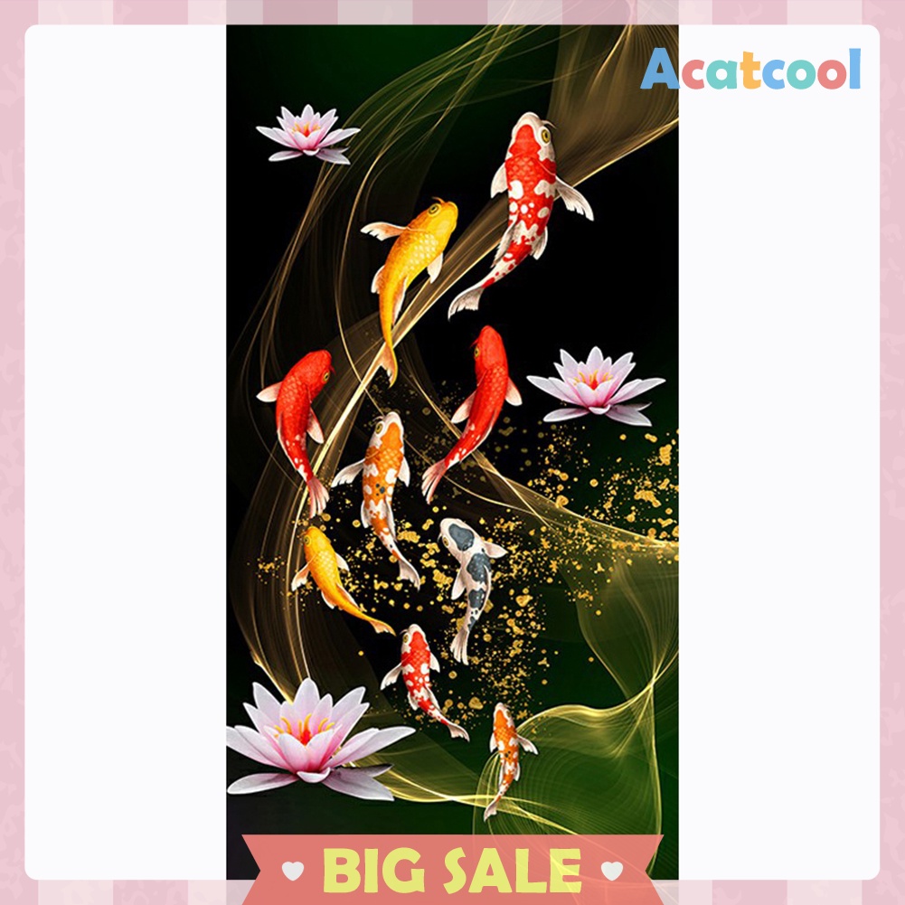 45x85cm Koi Fish Lotus Diamond Painting Full Round Drill Cross Stitch Kit