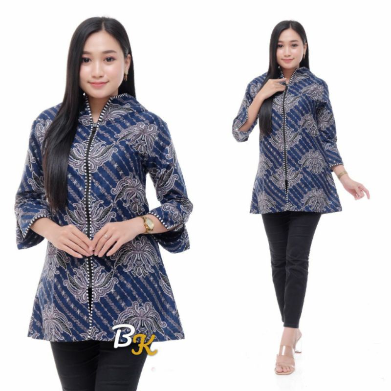 BATIKNAKULA | Jumbo blouse batik wanita seragam terlaris BATIK WANITA MODERN MONALISA GENES MLXL-Raja empat