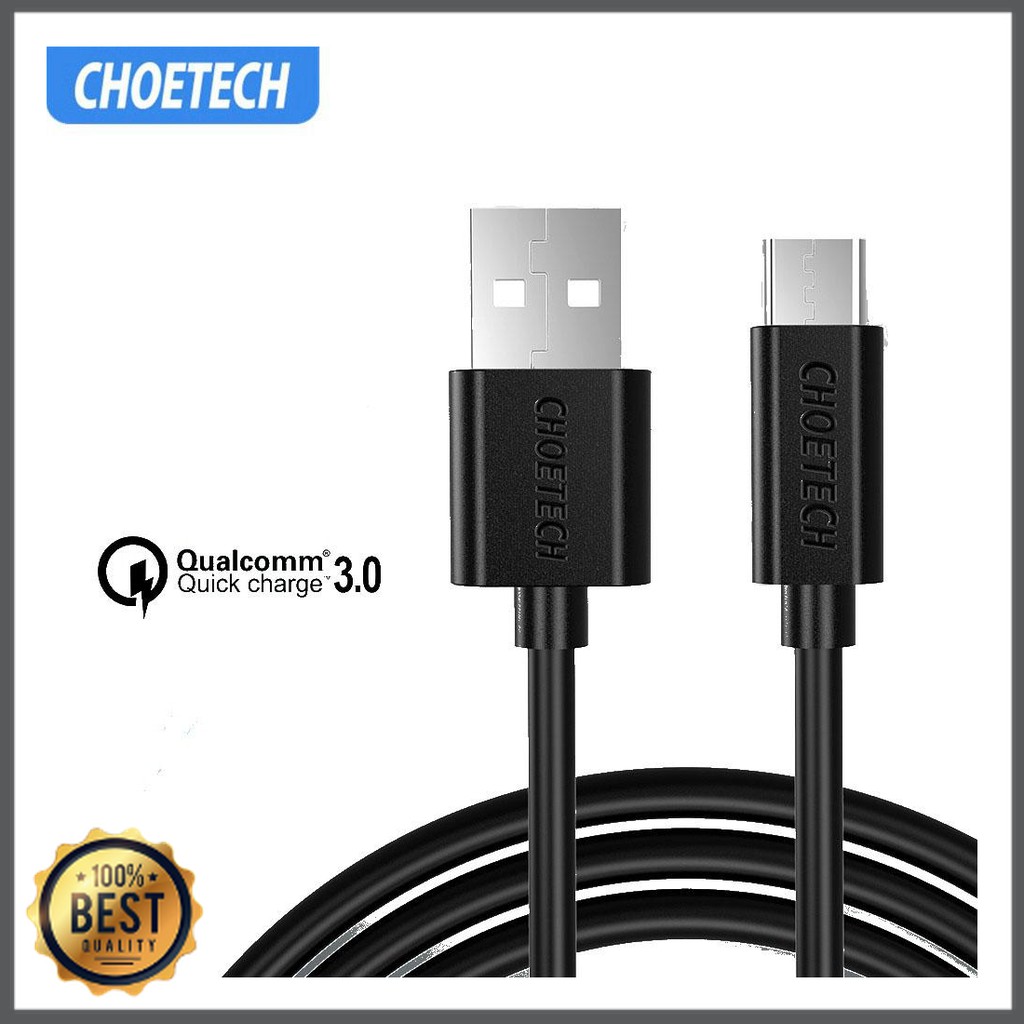 Mall Bisa COD CHOETECH Kabel Charger USB Type C Hi Speed 3A 1 Meter - AC0002 - Black Berkualita