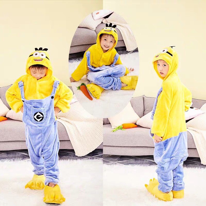 KOSTUM ONESIE MINION DESPICABLE ME ANAK PIYAMA COSPLAY PESTA