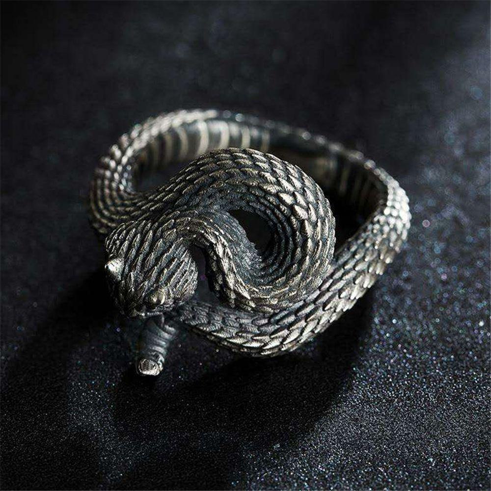 R-flower Snake Rings Fashion Perak Disepuh Gothic Hip Hop Biker Finger Vintage