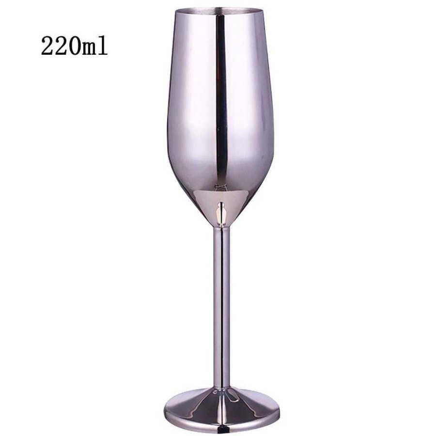 Gelas Cangkir Stainless Steel Champagne Wine Goblet 220ml - XR105 - Silver