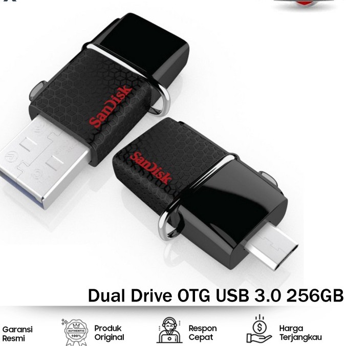 FLASHDISK OTG USB 3.0 SANDISK 256GB BLACK (SDDDC2) / DUAL USB OTG 256GB