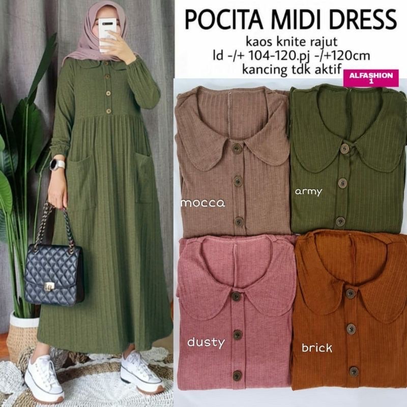 Pocita Midi Dress - Kaos Knite Rajut LD104+ / 372-6945