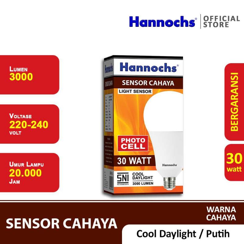 Lampu LED Light Sensor / Sensor Cahaya 30 watt cahaya Putih