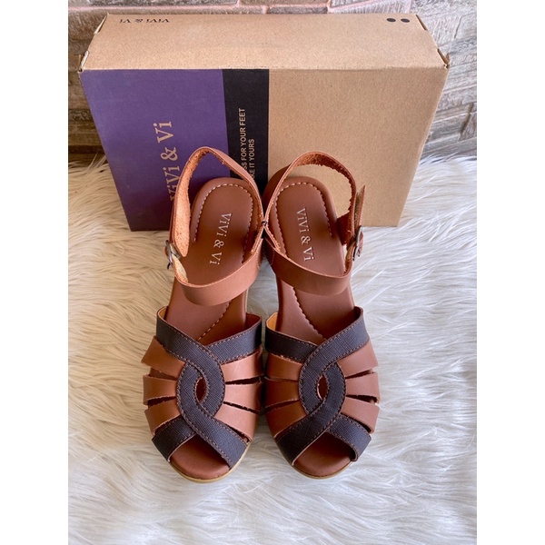 PSPGN.CO | SANDAL WANITA WEDGES GLADIATOR ON GESPER KASUAL ORIGINAL BRAND VIVI & VI 1902 TN/CF IN TA