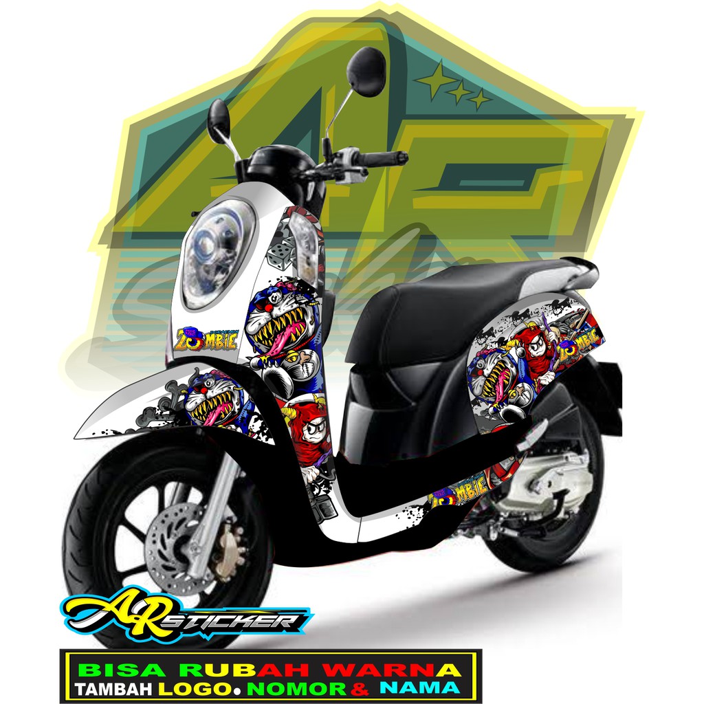Decal scoopy  Scoopy full body Full Blok Decal Scopy Dekal Stiker Fi 2014 2015 2016 2017 DORAEMON