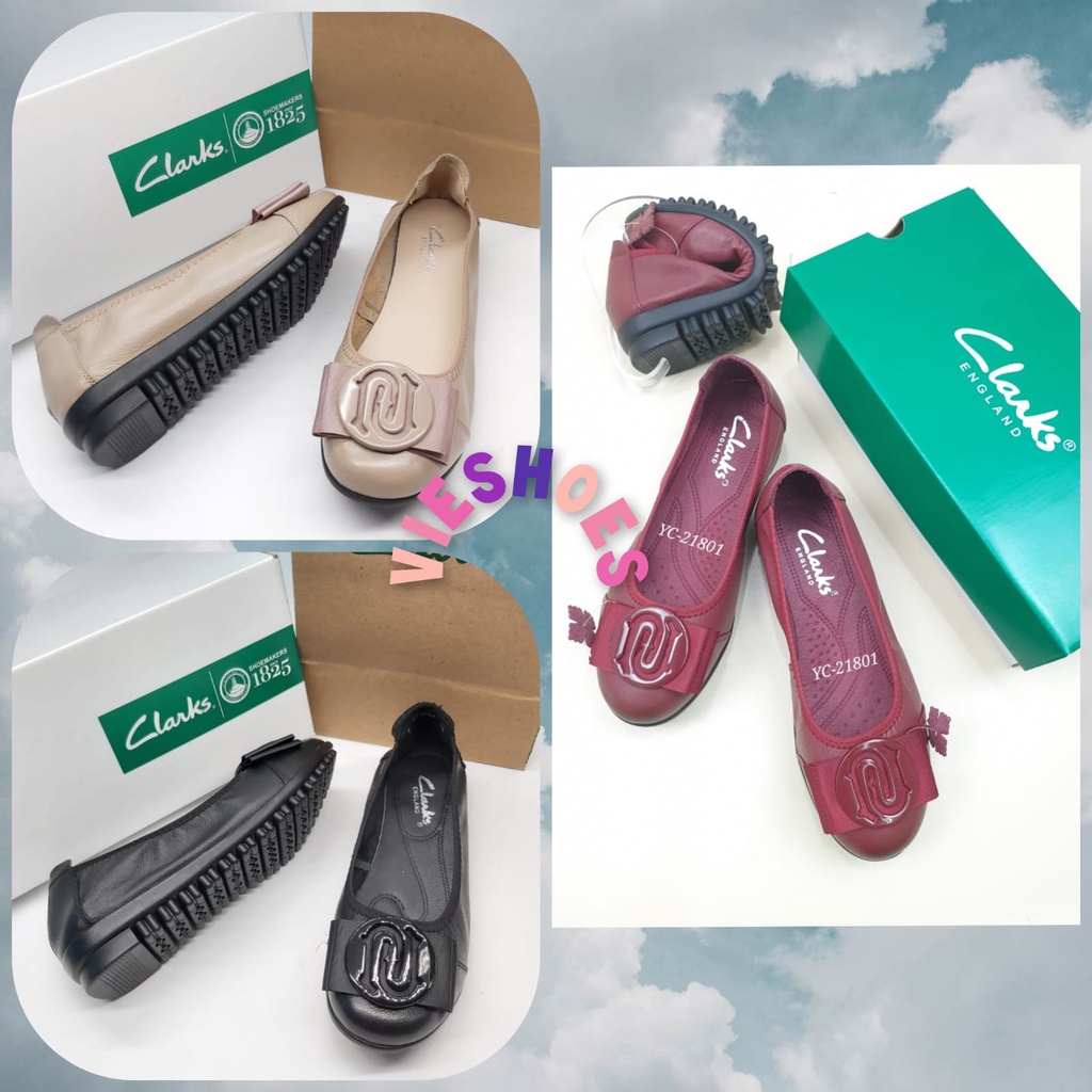 Clarks Logo Flat Leather Shoes