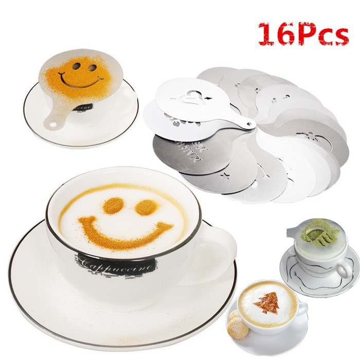 Coffee Art Stencil - Stensil Dekorasi Busa Kopi (16pcs)