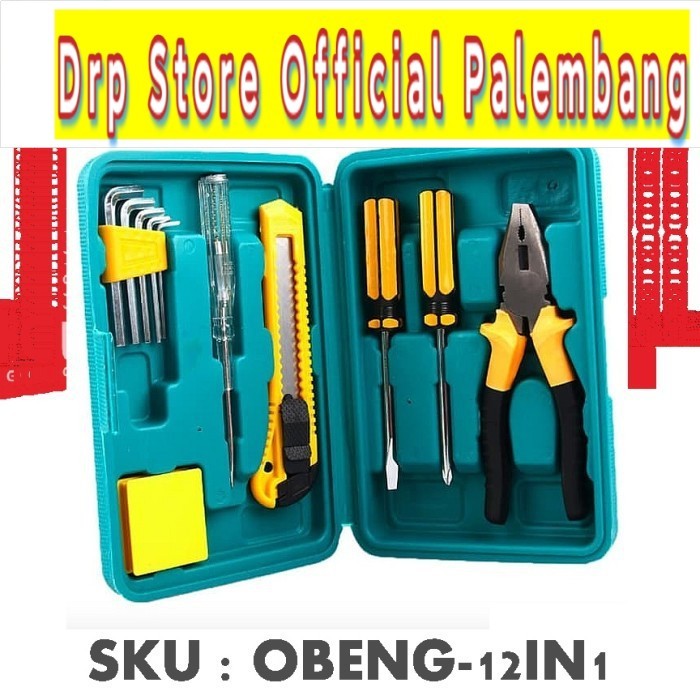 Perlengkapan Set Reparasi Obeng Cutter Kunci L Tang 12 in 1