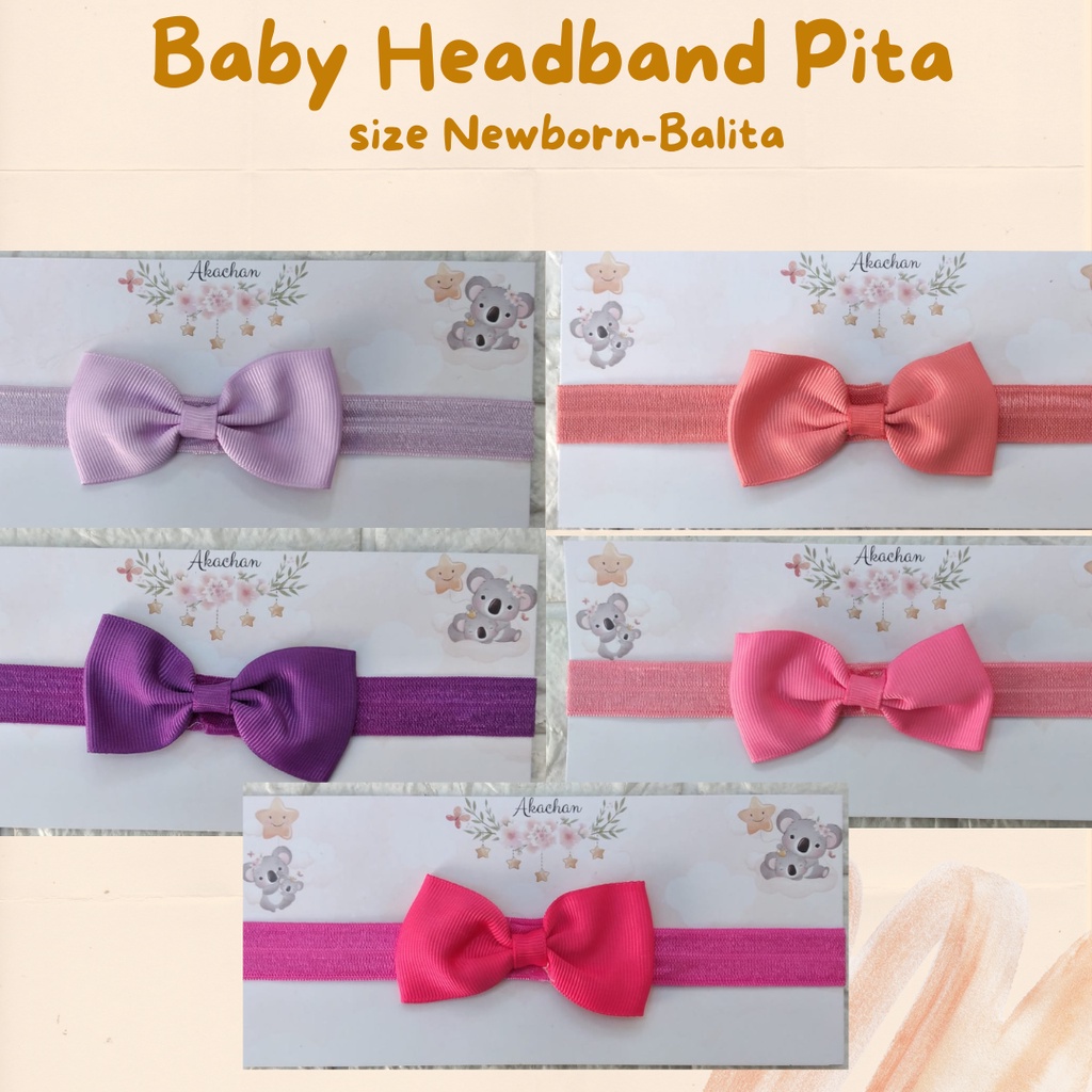 Ikat Kepala Pita Bayi Bandana Bando Aksesoris Kepala Newborn Balita Warna Polos Baby Ecer head band headband
