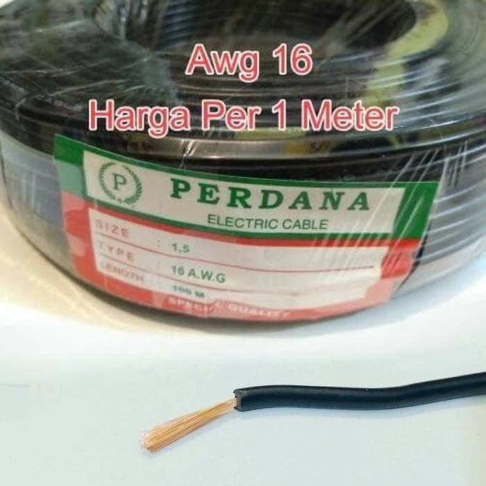 Kabel cable awg 16 hitam Perdana awg 16 kabel awg perdana 16 awg