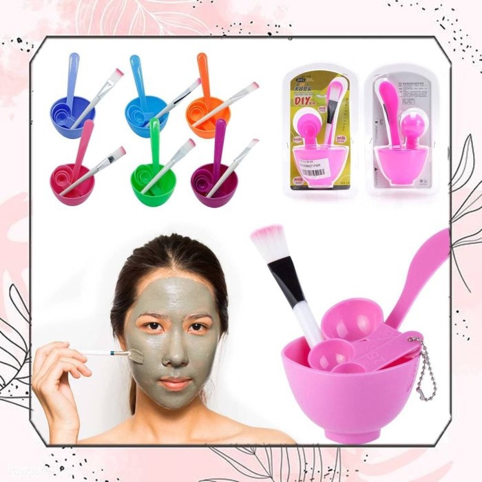 UG Mangkok Masker Set / Mask Bowl / Mangkok Masker DIY 4 IN 1 / Kosmetik / Brush / Kuas # COD