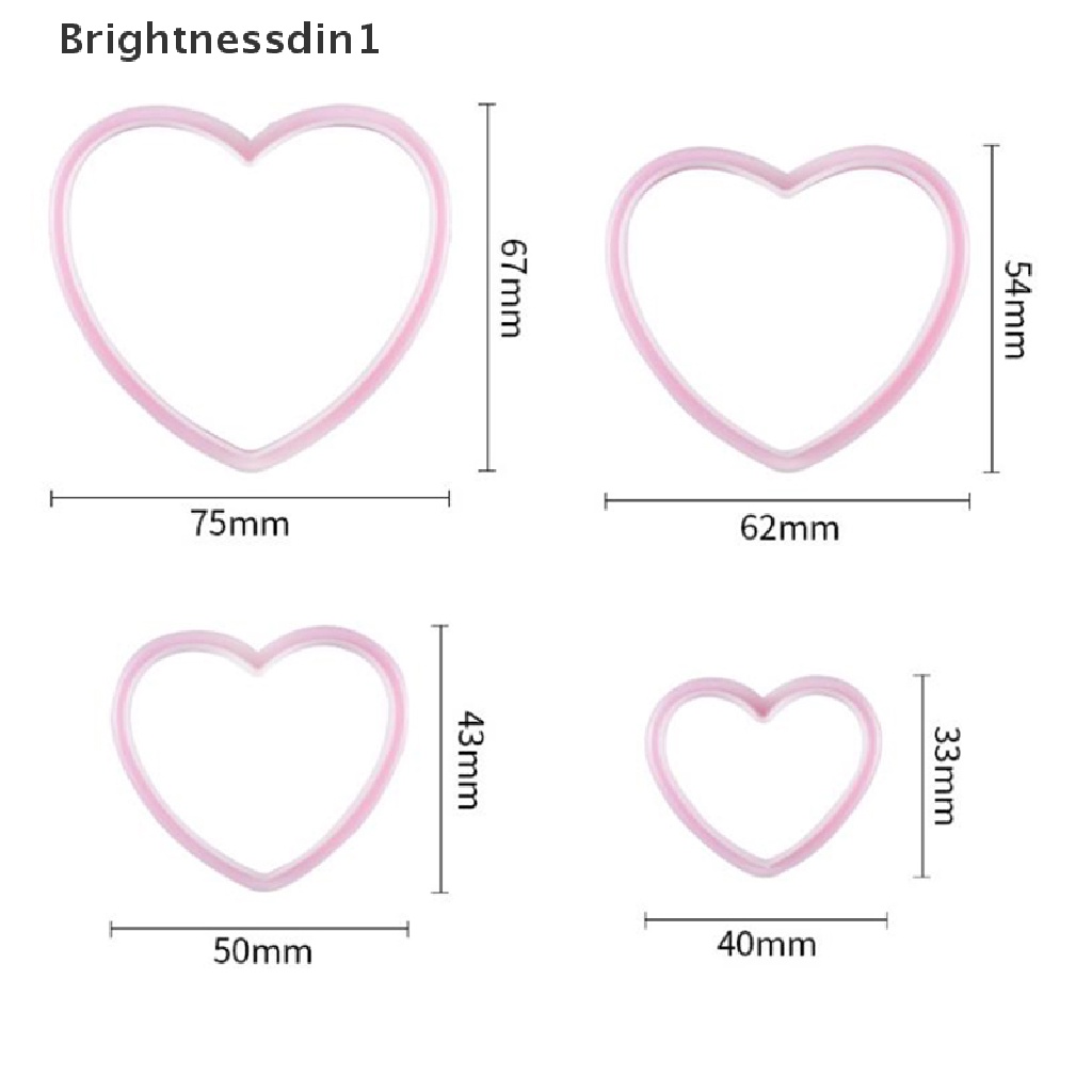 4 Pcs Cetakan Kue Bentuk Hati Bahan Plastik Untuk Kerajinan