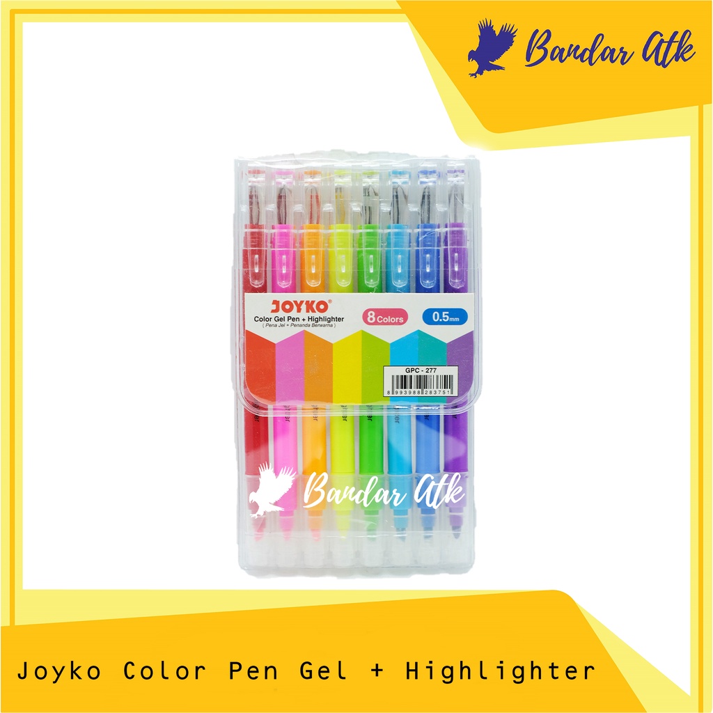 

JOYKO GEL PEN Pena Jel + HIGHLIGHTER Penanda GPC-277 - 8 Color [1 SET]