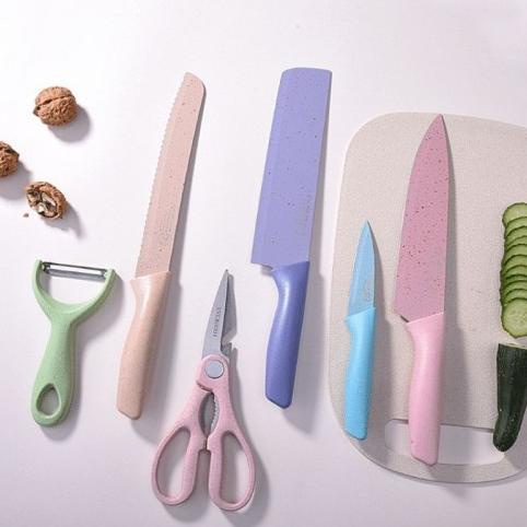 Set Pisau 6 in 1 - Pisau Stainless Kitchen Set Knife Evcrierh