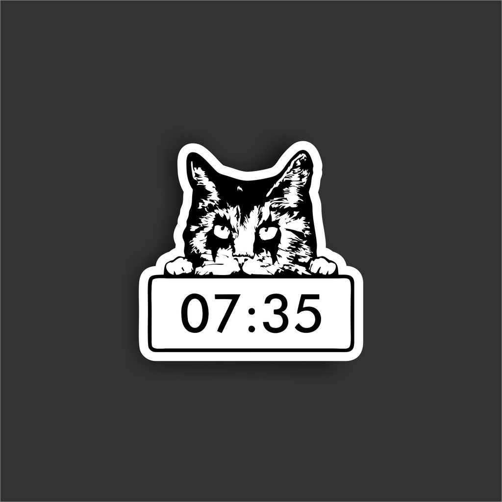 

stiker brand distro 07:35 kucing bahan GRAFTAC anti air