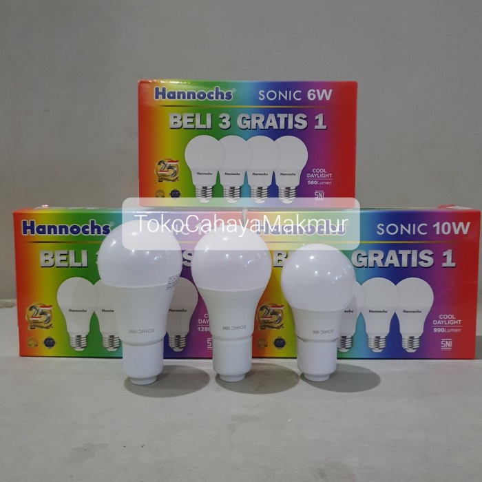 PAKET ISI 4Pcs Lampu Bohlam LED Sonic 6w,10w,13w Hannochs 1 DUS 20Kotak 80Pcs