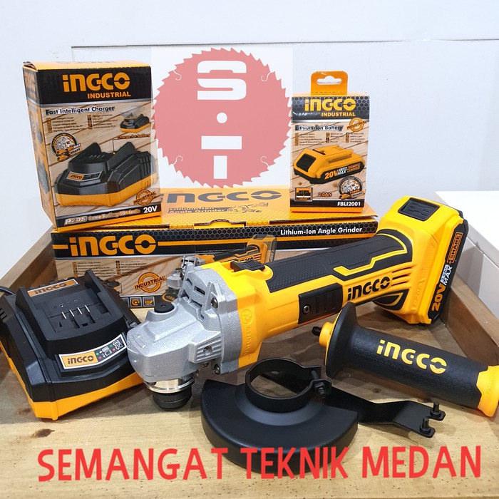 CAGLI1001 GERINDA TANGAN BATERAI CORDLESS ANGLE GRINDER 4" 2AH INGCO