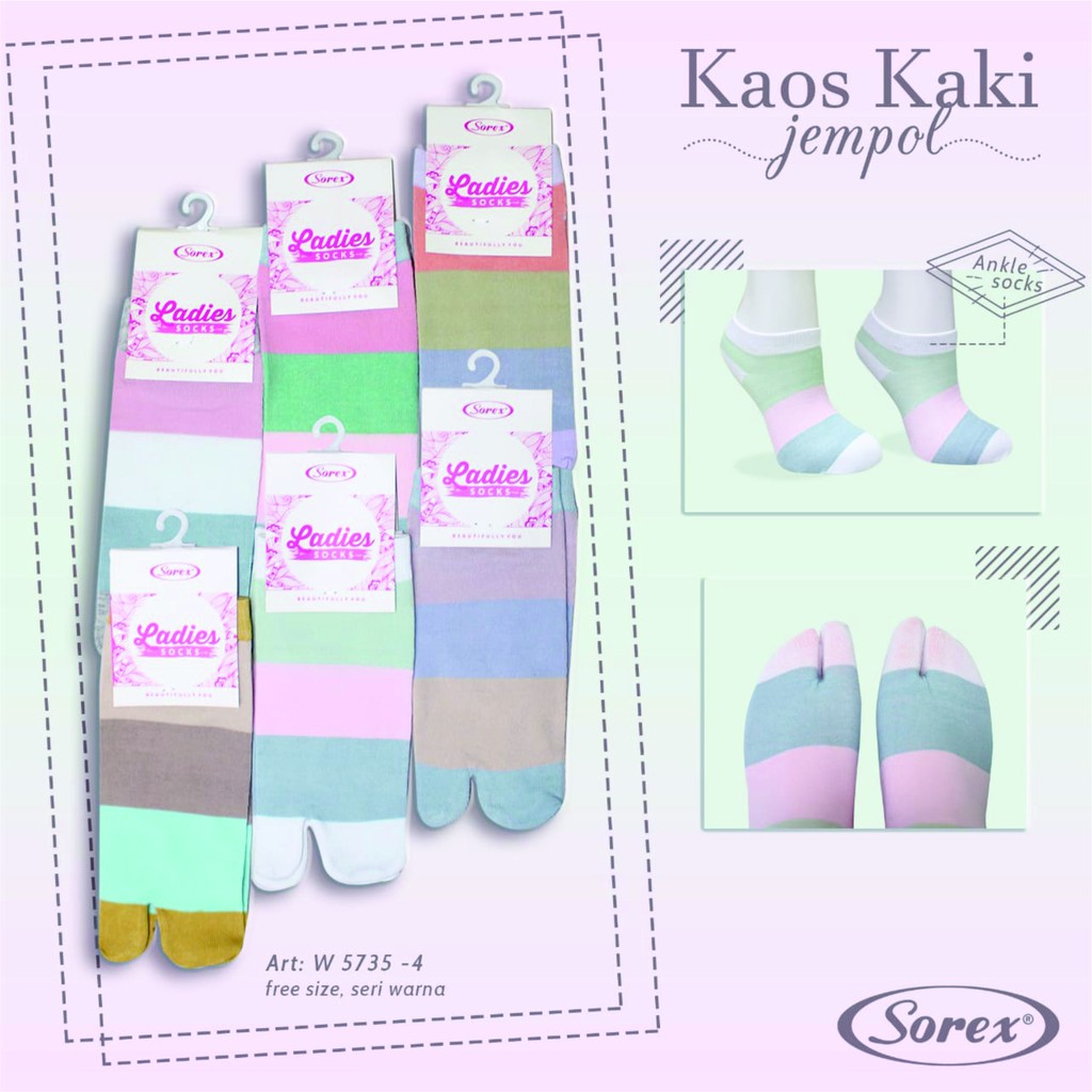 Kaos Kaki Wanita 1 set isi 3 pasang Sorex W 5735-4 / Ladies Socks Jempol Sneaker Semata Kaki W5735-4