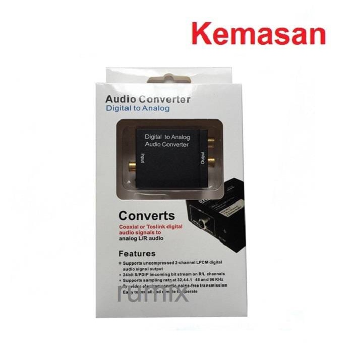 Digital to Analog Audio Converter Toslink Optical Coaxial to RCA untuk LED TV  Bluray Plus Kable