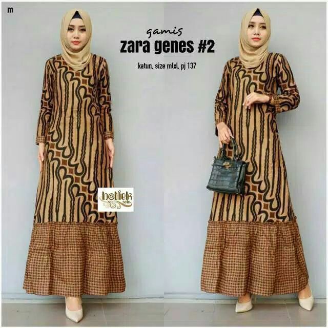 GAMIS BATIK SOGAN KATUN / GAMIS BATIK / BATIK SOGAN / BATIK PEKALONGAN / DRESS BATIK