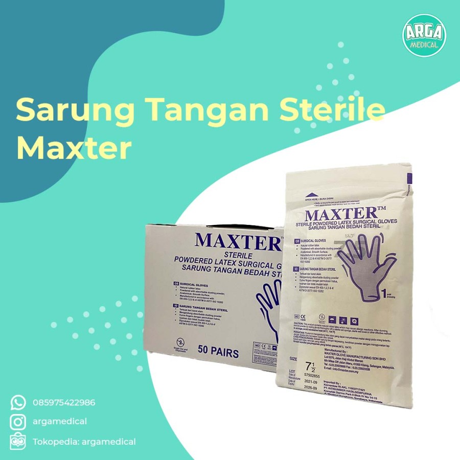Sarung Tangan Steril Latex Maxter/ Handscoon Sterile Maxter
