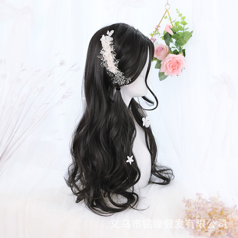 LOL-14 wig rambut palsu wanita princess wavy hitam kpop curly import