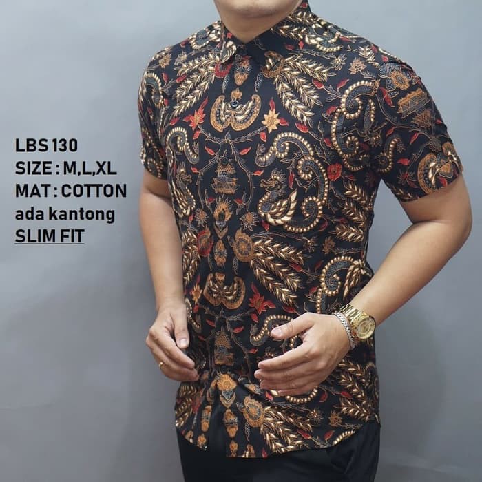 HEM KEMEJA BATIK PRIA SLIM FIT LENGAN PENDEK LUIGIBATANI LBS130