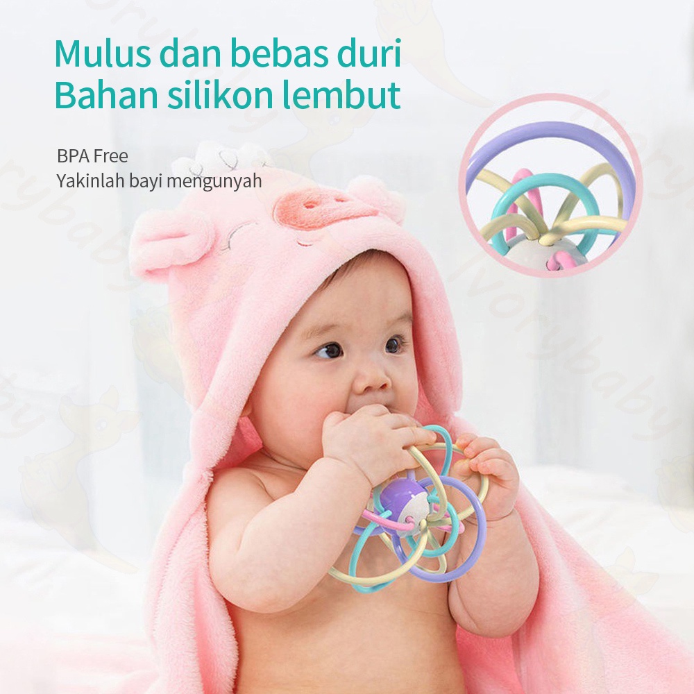 Ivorybaby Gigitan bayi mainan bayi bola manhattan teether bayi  BPA free