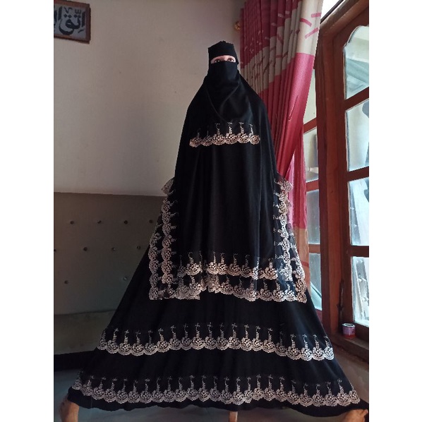 set abaya zahra renda gold/dress zahra/abaya renda