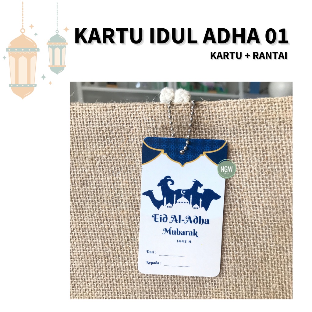 Kartu IDUL ADHA / EID ADHA ucapan tag hampers kado + rantai lengkap ecer