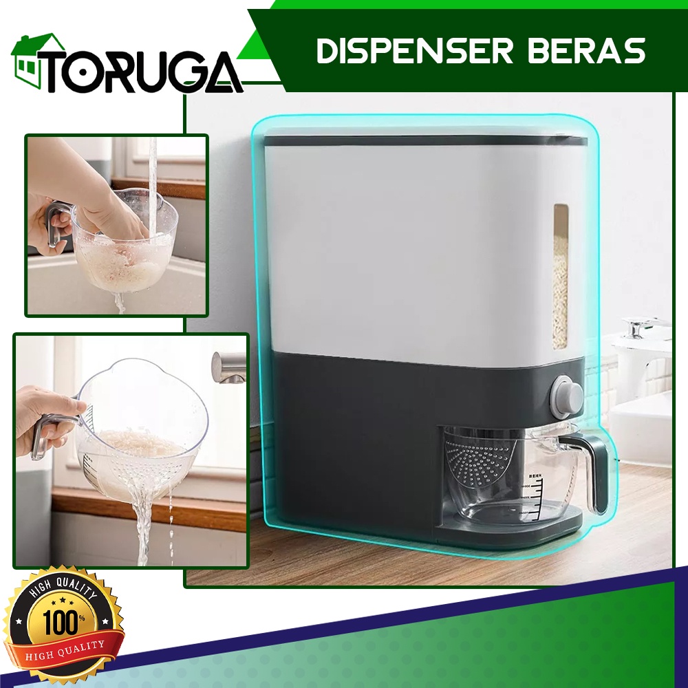 Dispenser Rice Box Tutup Bucket Wadah Penyimpanan Beras Kacang Praktis Bulat