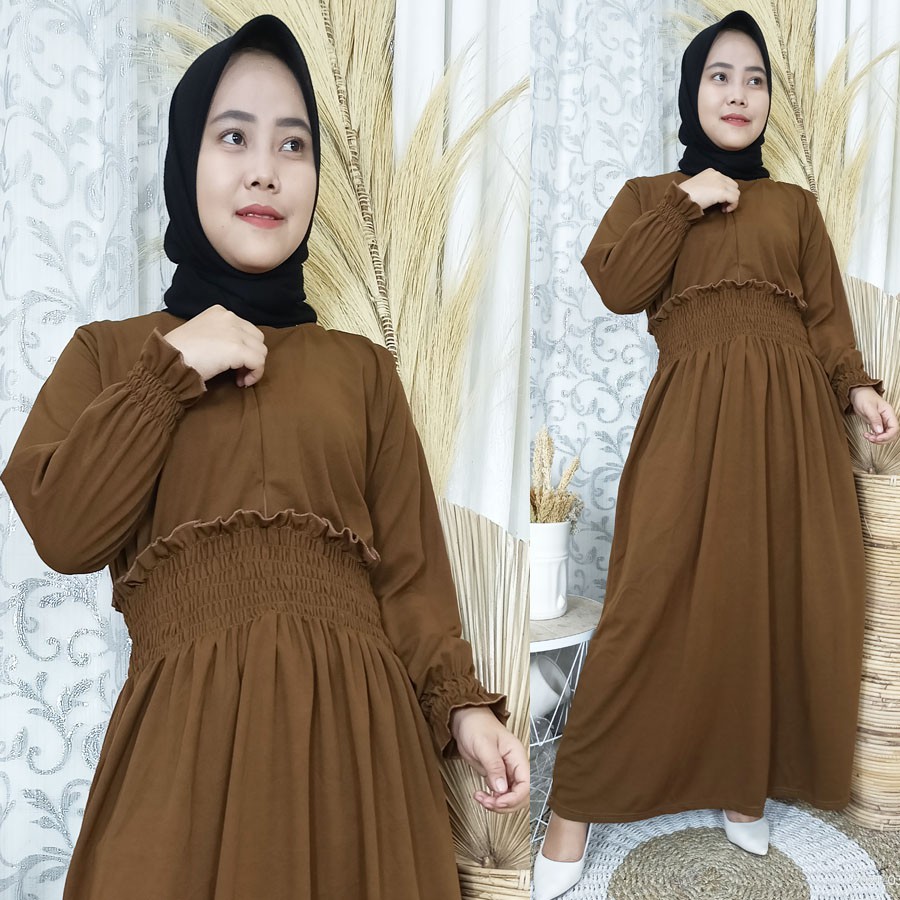 CARLINA Gamis Leia Kerut Pinggang Busui Friendly Dress Maxy Wanita