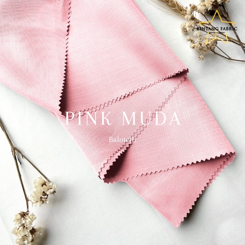 Bahan Bintang Fabric Kain Baloteli Polosan 1 meter-Pink Muda