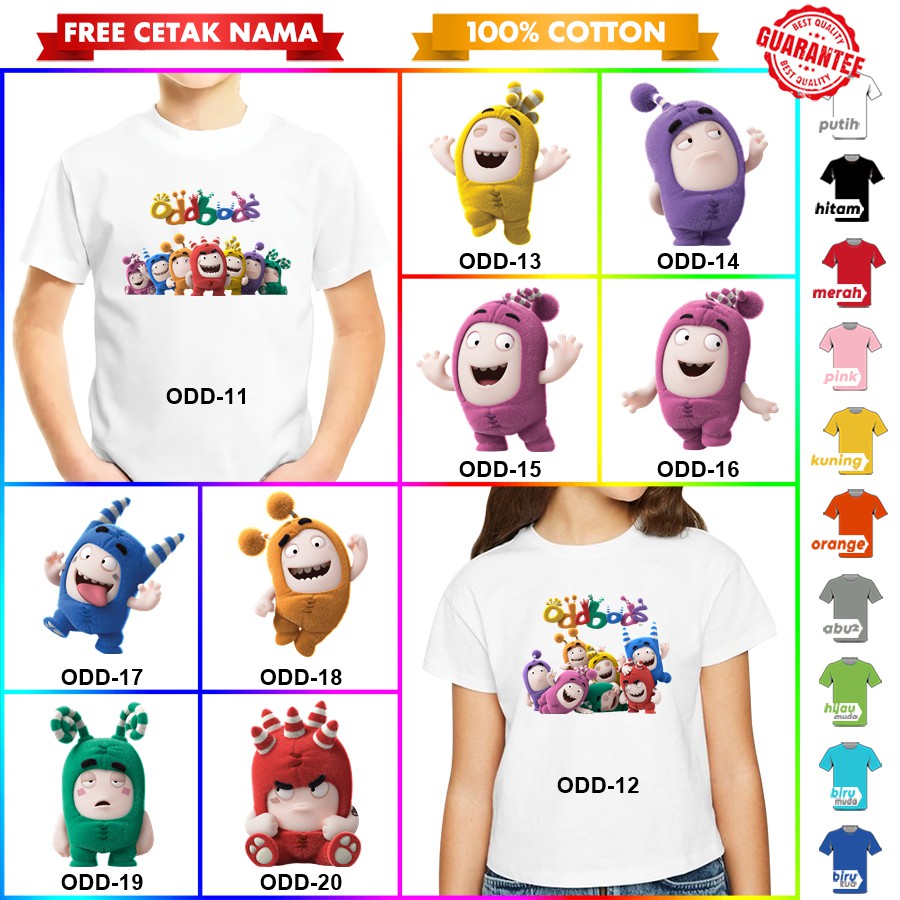 [FREE NAMA!!] Baju Kaos ANAK DAN DEWASA ODDBODS BANYAK MOTIF