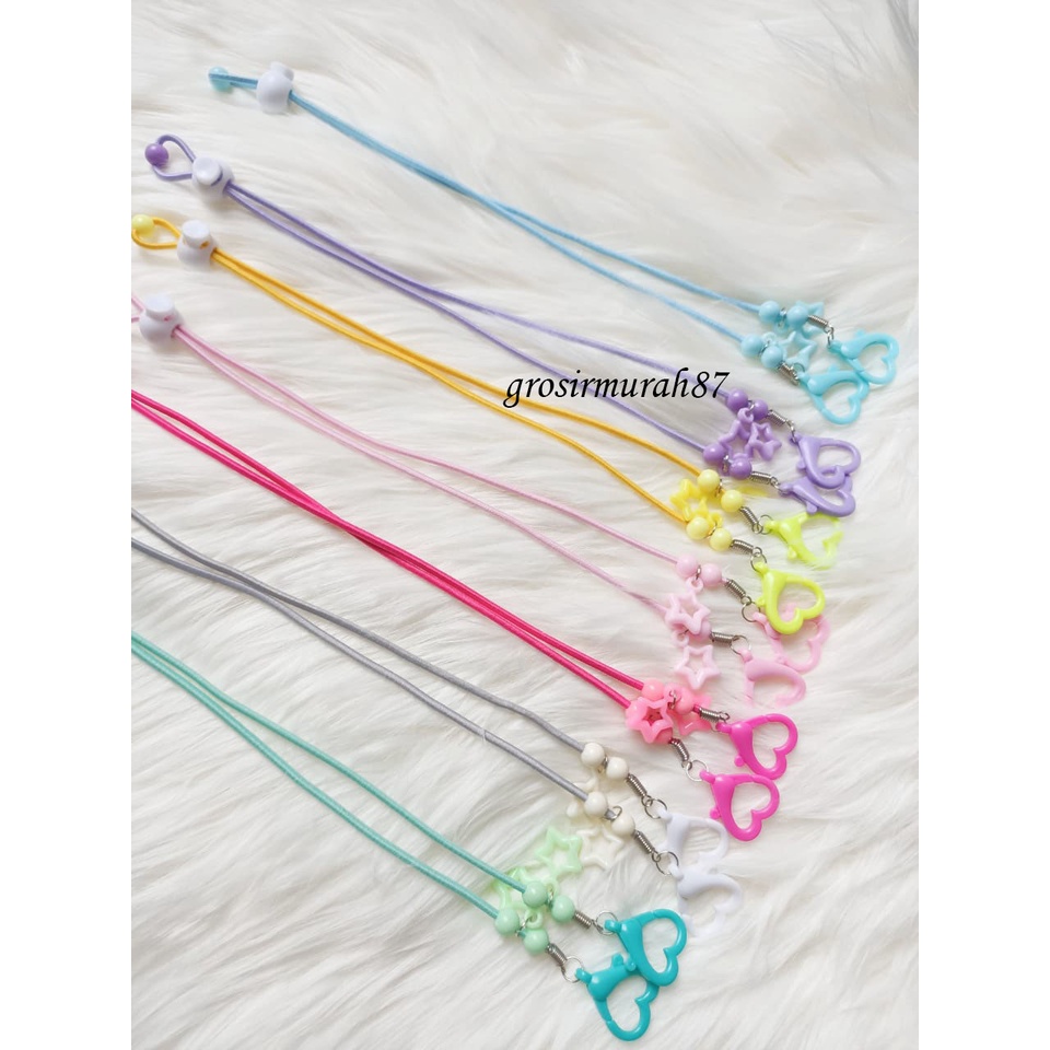 Kalung Tali masker 2 in 1 / Strap mask rantai korea / konektor masker hijab elastis model gantung anting bintang anak dan dewasa