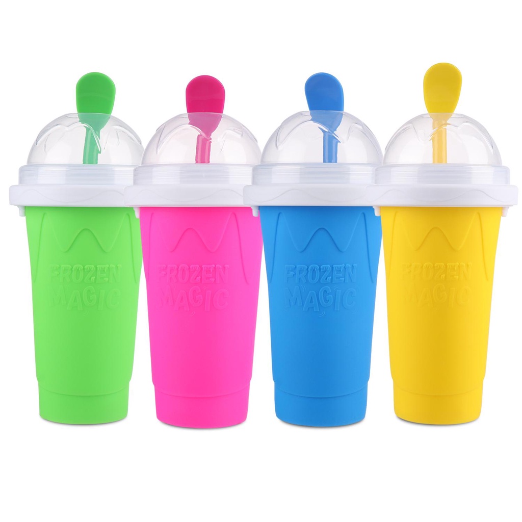 Solighter 1Pcs Slushy Cup DIY Milk Shake Kid Squeeze Cup Musim Panas Es Cepat Beku Magic Silicone Cup